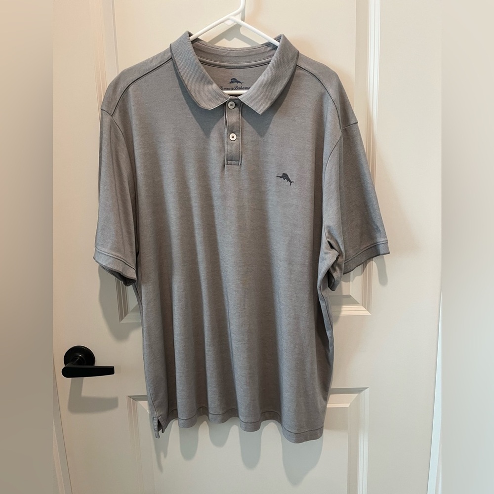 Tommy Bahama Gray Polo Shirt with Relaxed Fit - XXL